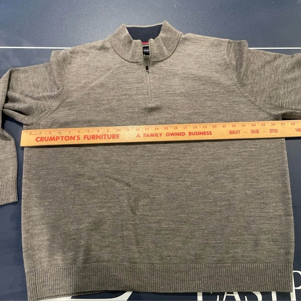 Gray quarter - Zip Men's Merino Wool Sweater - Lands End XXL (50-52)